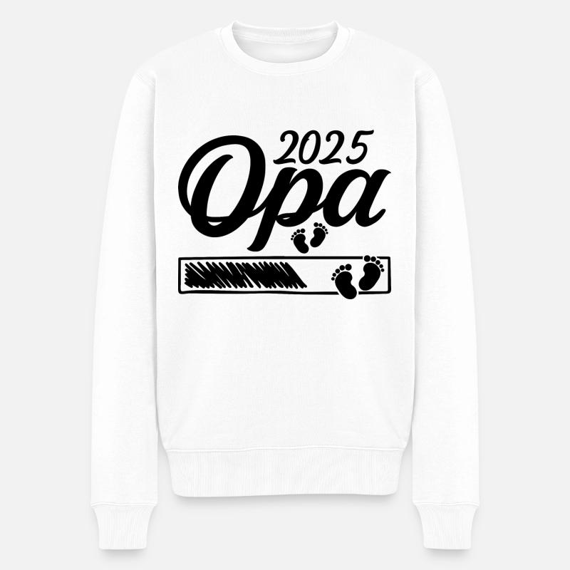 Werdender Opa 2025 Opa loading Geschenk Männer - Männer Premium Bio Pullover - Weiß