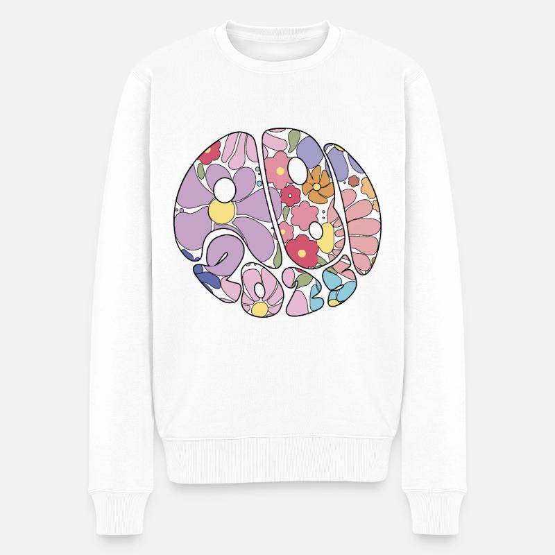 Abi Abitur 2025 Blumen Groovy Geschenk - Männer Premium Bio Pullover - Weiß
