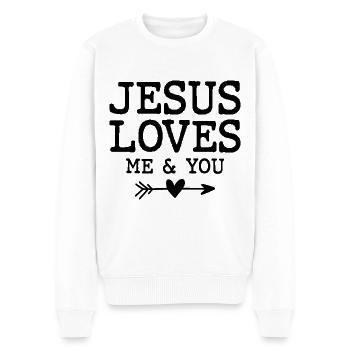 Jésus t’aime - Pull Premium bio Homme - blanc - Devant - Thijin (182cm)