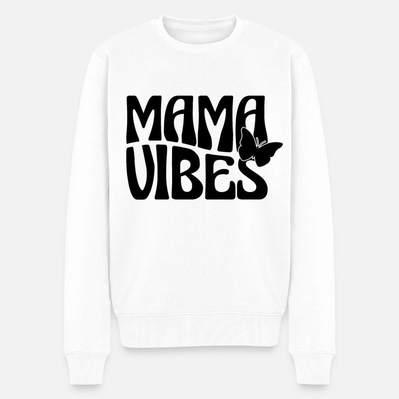 Mama Vibes mit Schmetterling - Männer Premium Bio Pullover - Weiß