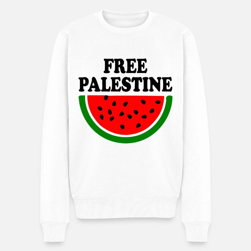 Free palestine Melon pastèque - Pull Premium bio Homme - blanc