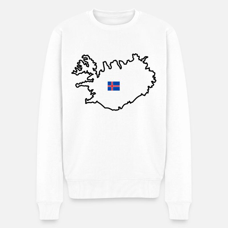 Island - Kontur der Insel (schwarz) - Männer Premium Bio Pullover - Weiß