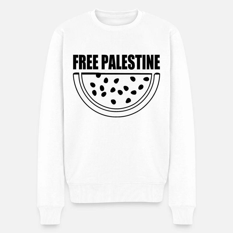 Free palestine - Männer Premium Bio Pullover - Weiß