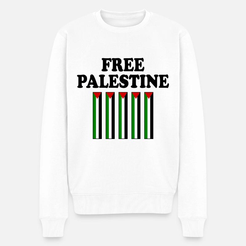 Free palestine - Männer Premium Bio Pullover - Weiß