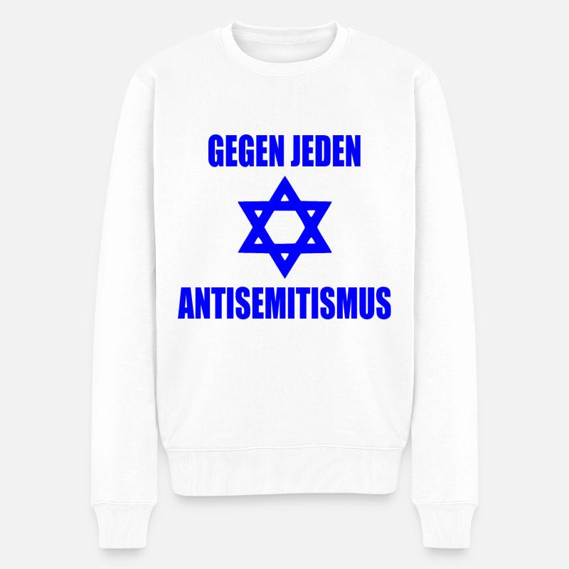 Gegen jeden antisemitismus - Männer Premium Bio Pullover - Weiß