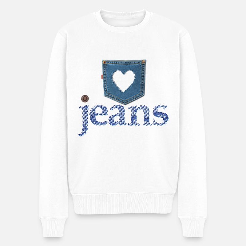 JEANS - Männer Premium Bio Pullover - Weiß