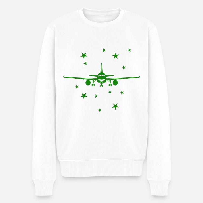 Flugzeug - Passagiermaschine - Luftfahrzeug - Männer Premium Bio Pullover - Weiß
