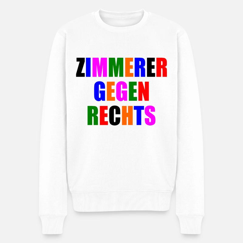 Zimmerer gegen rechts - Männer Premium Bio Pullover - Weiß