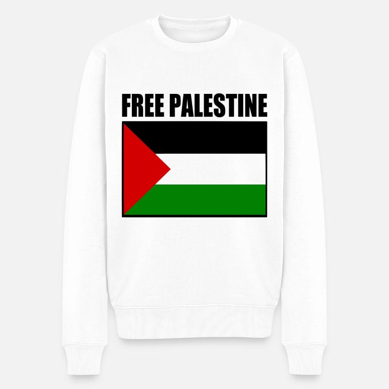 Free palestine - Männer Premium Bio Pullover - Weiß