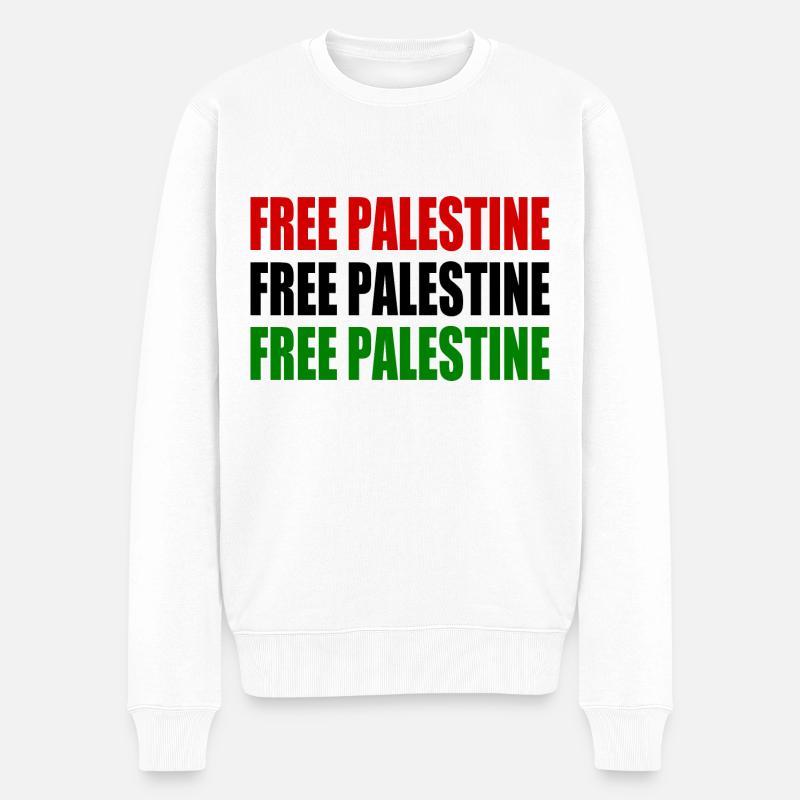 Free palestine - Männer Premium Bio Pullover - Weiß