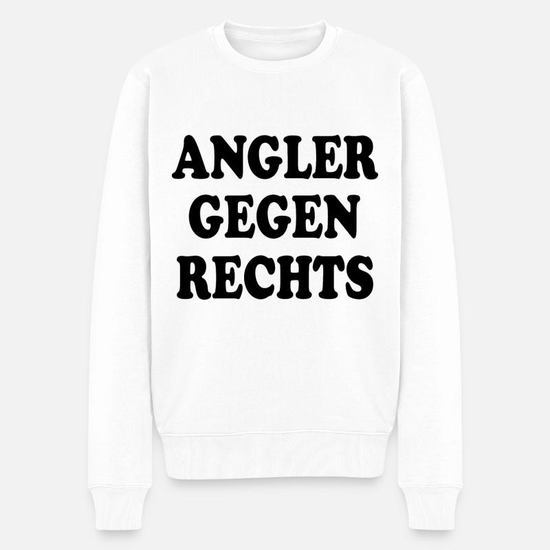 Angler gegen rechts - Männer Premium Bio Pullover - Weiß