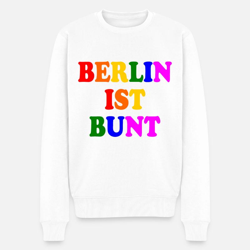 Berlin ist bunt - Männer Premium Bio Pullover - Weiß