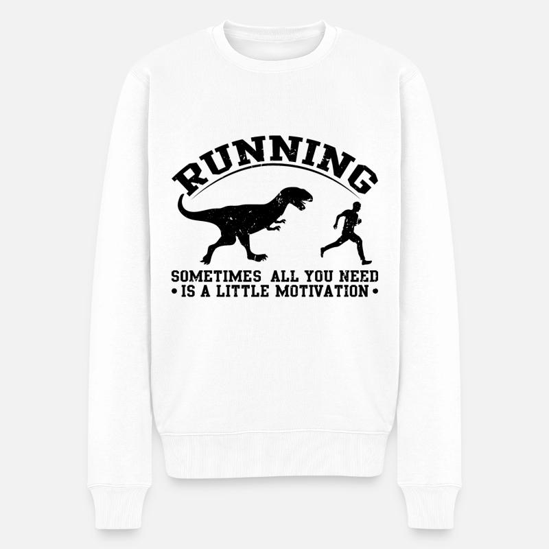 running course course motivation dino dinosaur run - Pull Premium bio Homme - blanc