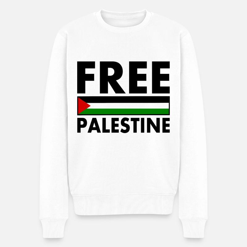 Free palestine - Männer Premium Bio Pullover - Weiß