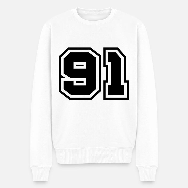 91 Zahl Symbol - Männer Premium Bio Pullover - Weiß