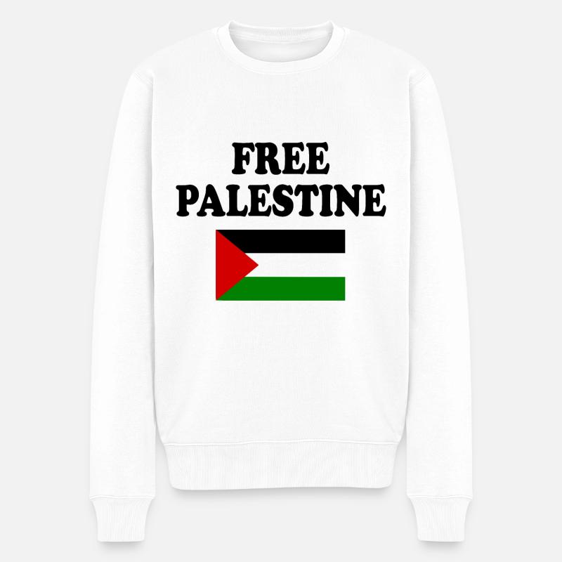 Free palestine - Männer Premium Bio Pullover - Weiß