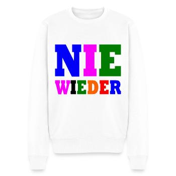 Nie wieder - Männer Premium Bio Pullover - Weiß - Vorne - Thijin (182cm)