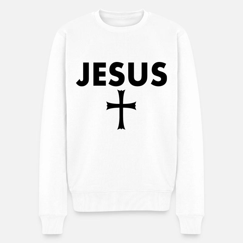 jesus kreuz - Männer Premium Bio Pullover - Weiß