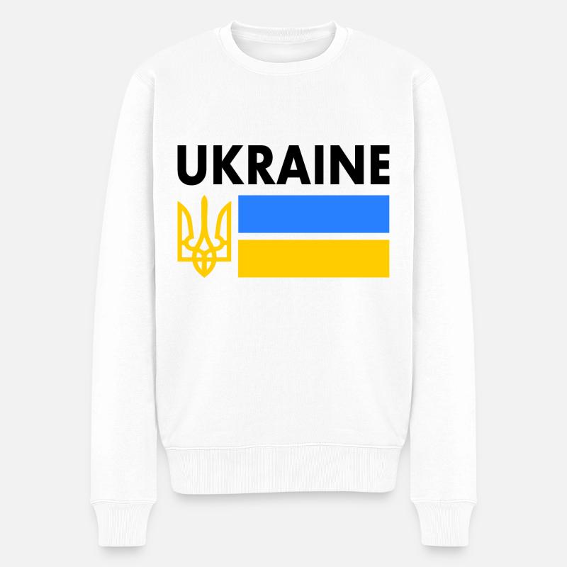 Ukraine - Männer Premium Bio Pullover - Weiß