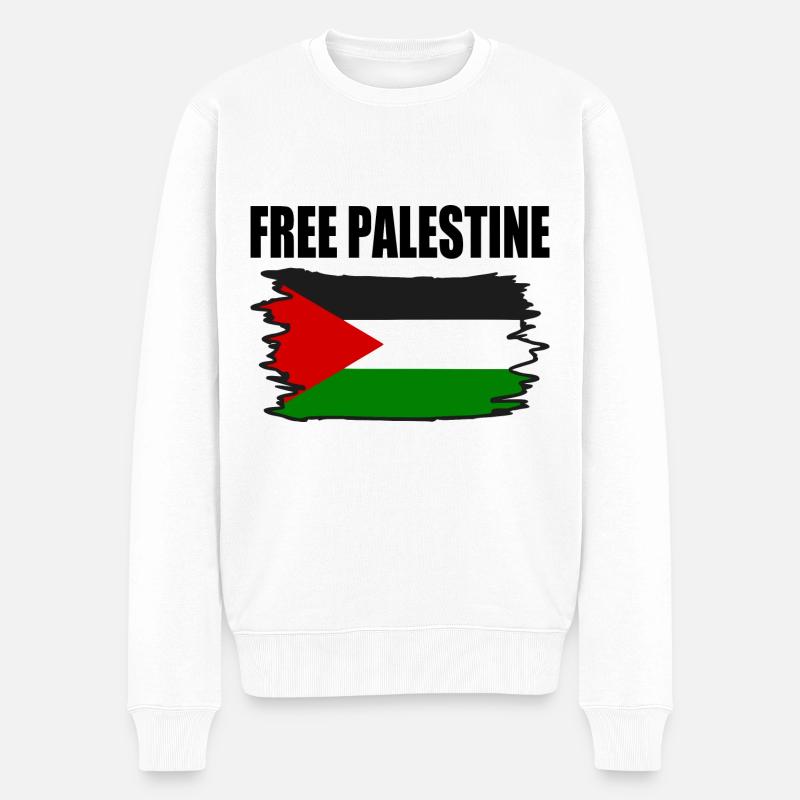 Free palestine - Männer Premium Bio Pullover - Weiß