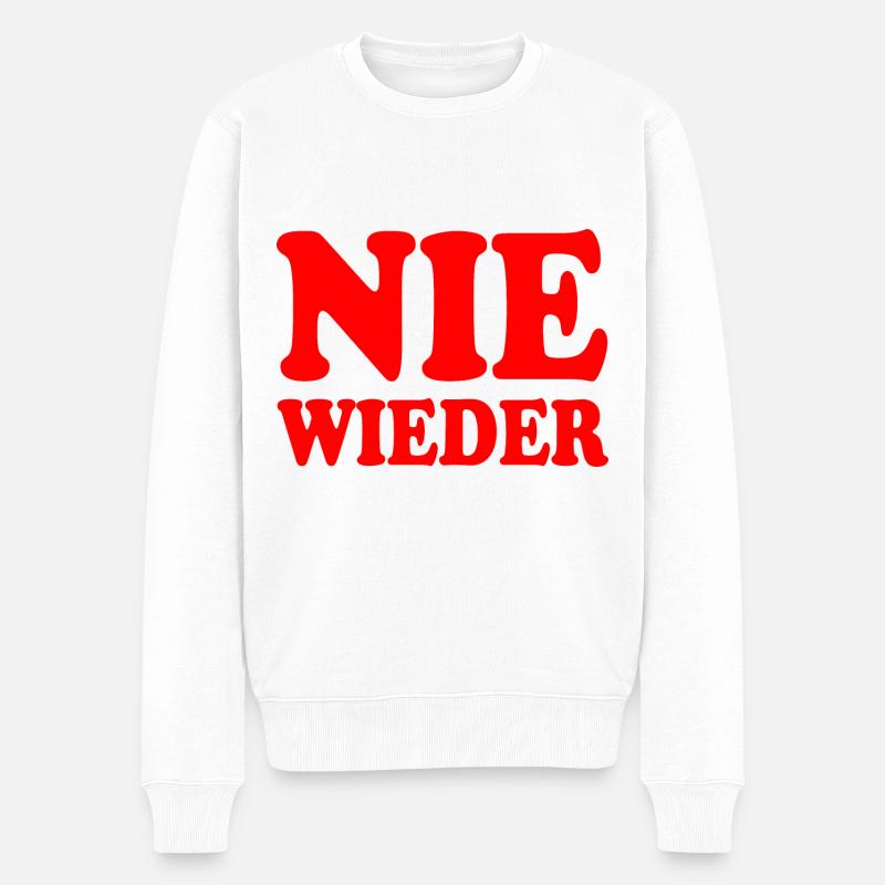 Nie wieder - Männer Premium Bio Pullover - Weiß
