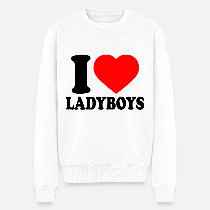 I love ladyboys - Männer Premium Bio Pullover - Weiß