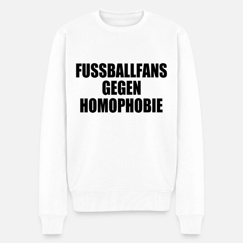 fußballfans gegen homophobie - Männer Premium Bio Pullover - Weiß