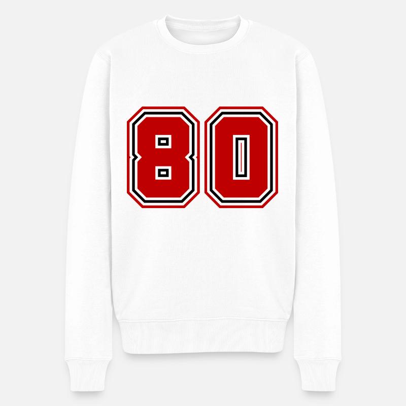80 Zahl Symbol - Männer Premium Bio Pullover - Weiß