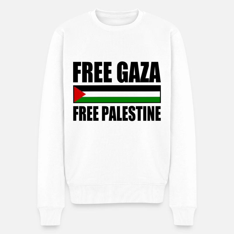 Free gaza free palestine - Männer Premium Bio Pullover - Weiß