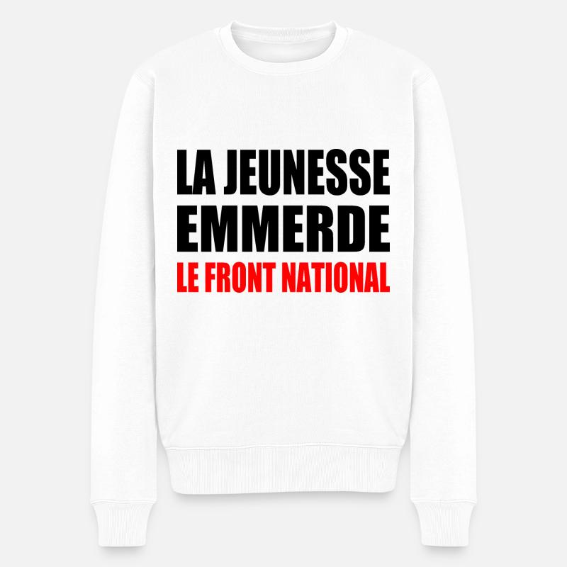 la jeunesse emmerde front national - Pull Premium bio Homme - blanc
