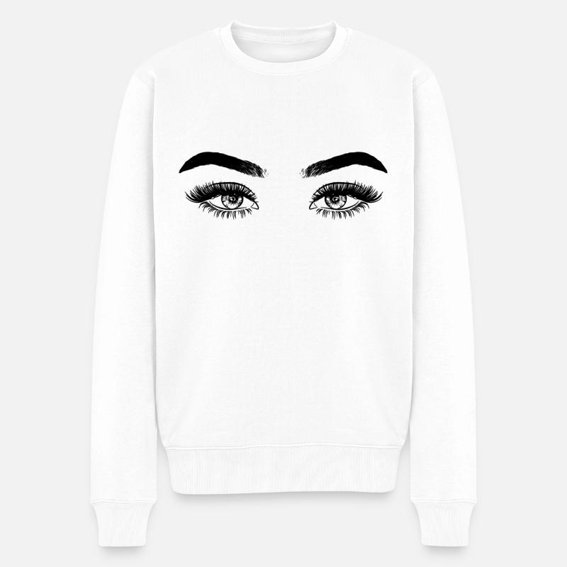 Mädchenaugen - Männer Premium Bio Pullover - Weiß