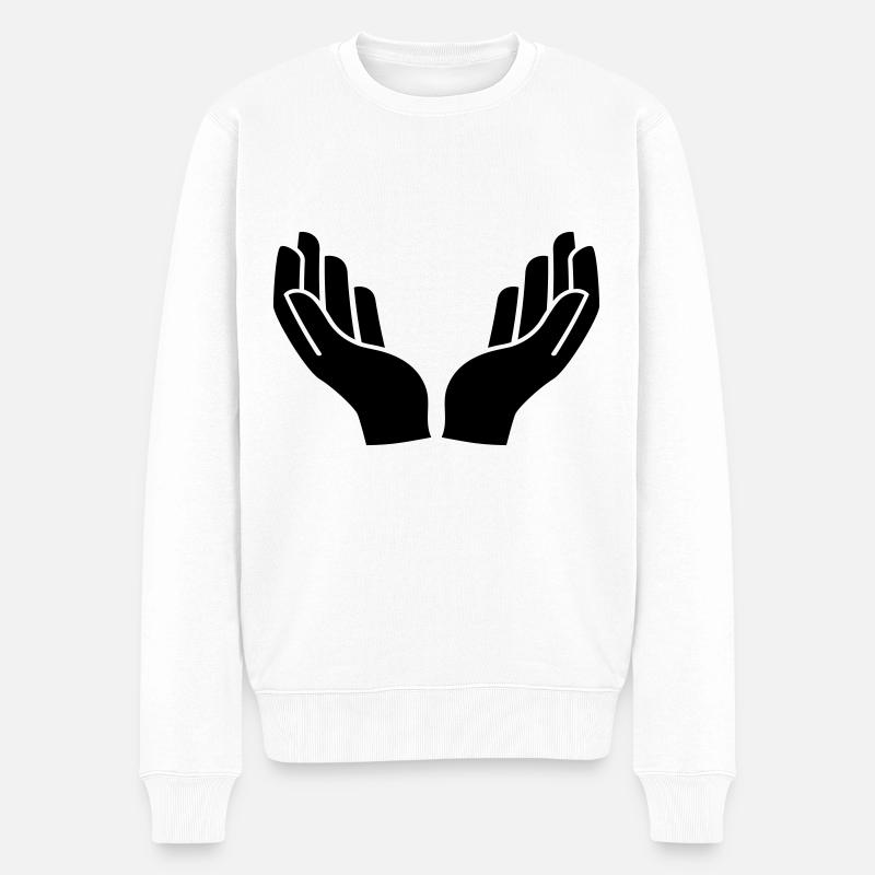 Hände icon symbol - Männer Premium Bio Pullover - Weiß