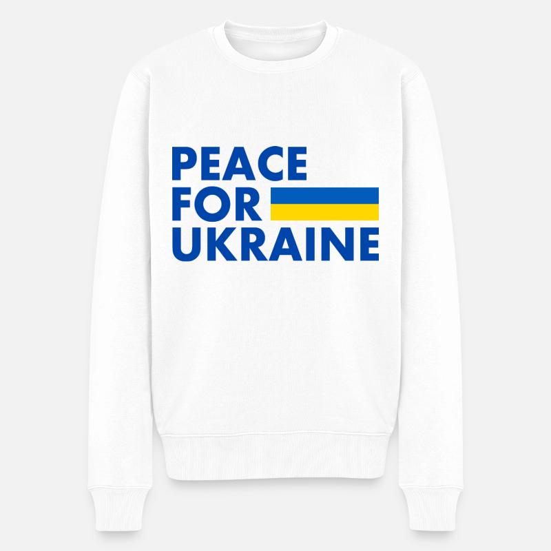 Peace for ukraine - Männer Premium Bio Pullover - Weiß