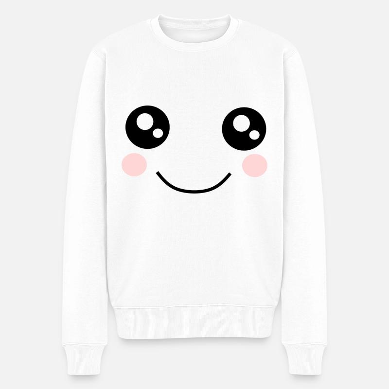Kawaii, yeux, visage - Pull Premium bio Homme - blanc