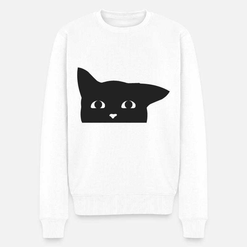 Katze - Männer Premium Bio Pullover - Weiß