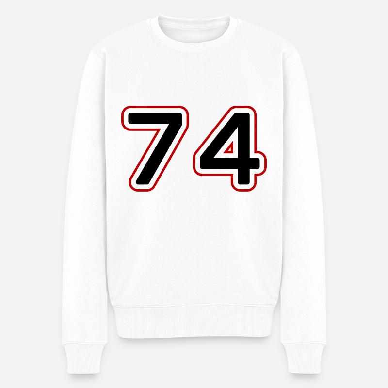 74 Zahl Symbol - Männer Premium Bio Pullover - Weiß