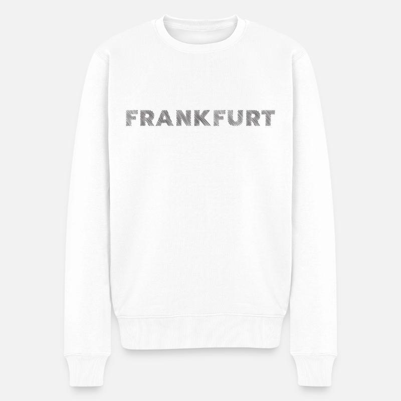 Frankfurt Stadt in Hessen Schraffur Schriftzug - Männer Premium Bio Pullover - Weiß