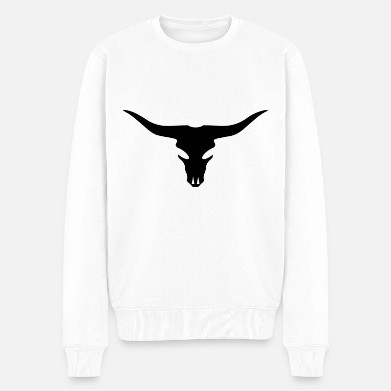 Kuh Bulle Totenkopf - Männer Premium Bio Pullover - Weiß