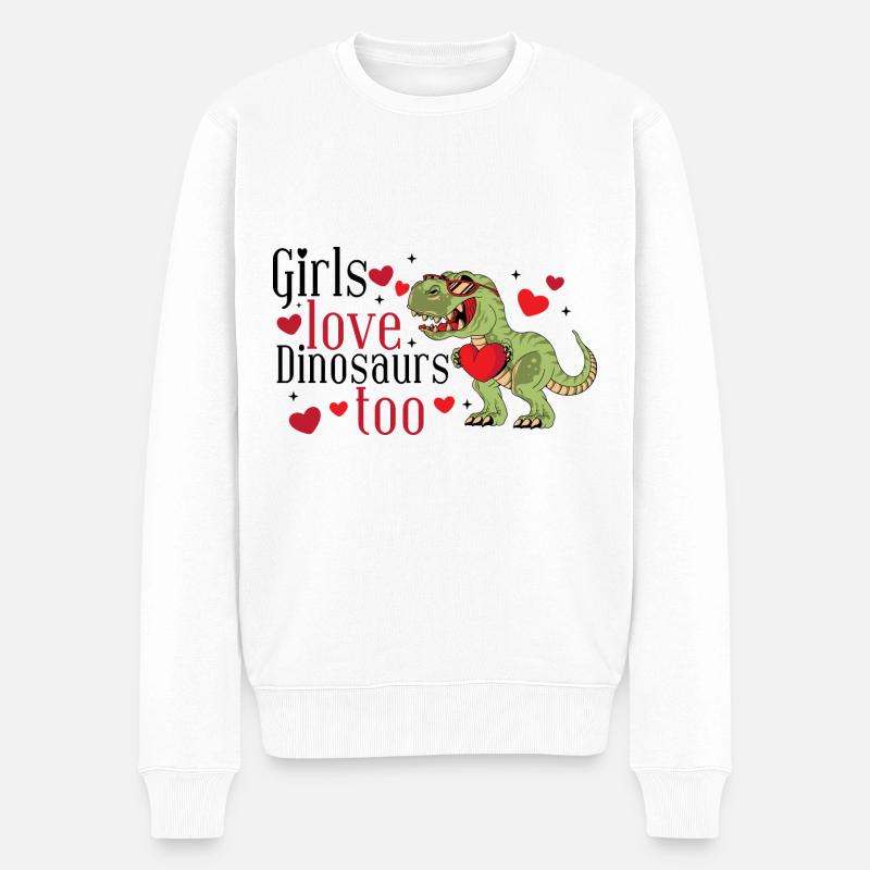 Les filles aiment les dinosaures - Pull Premium bio Homme - blanc
