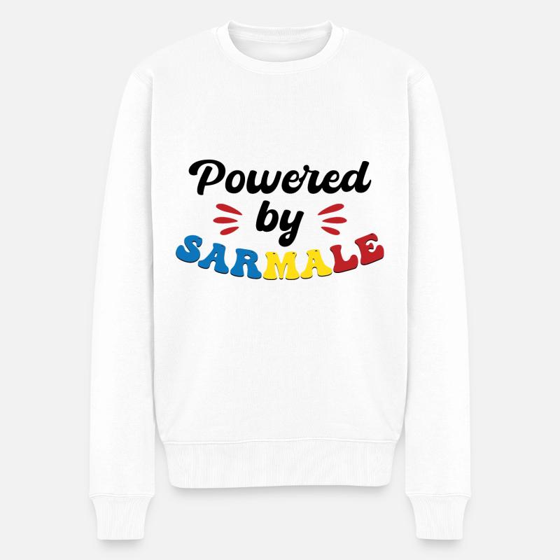 Angetrieben von Sarmale - Männer Premium Bio Pullover - Weiß