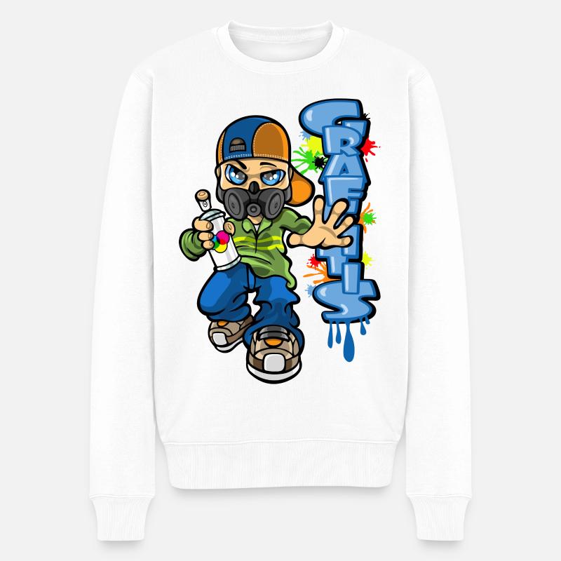 B-boy and graffiti - Pull Premium bio Homme - blanc