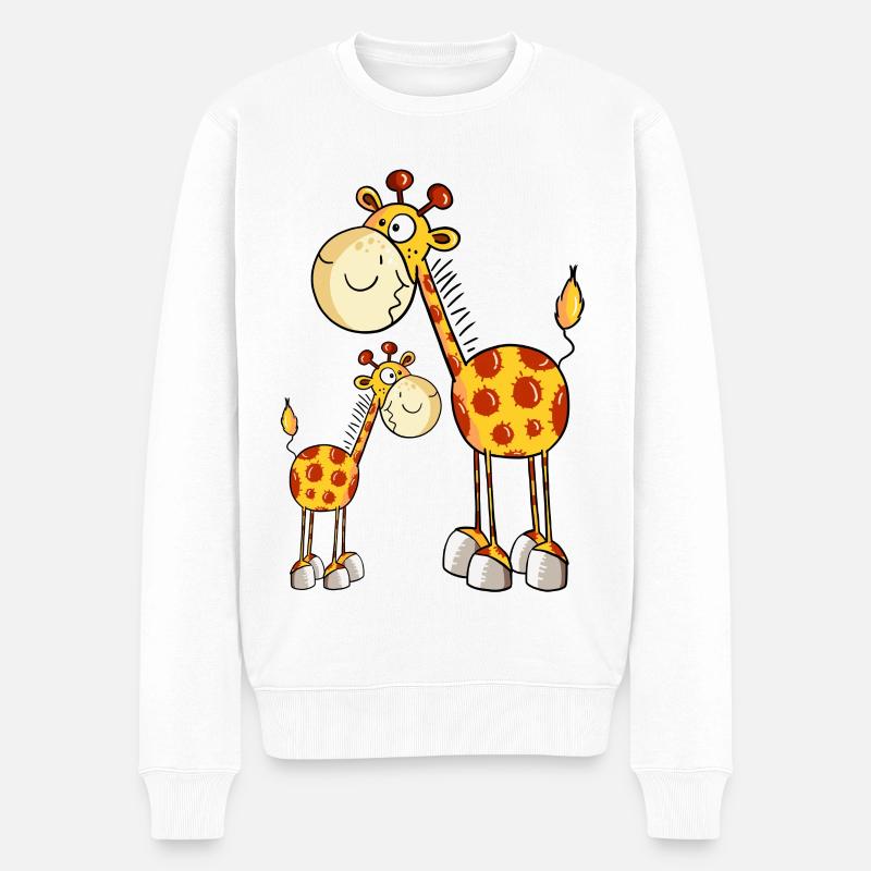 Girafe maman et bébé - Pull Premium bio Homme - blanc