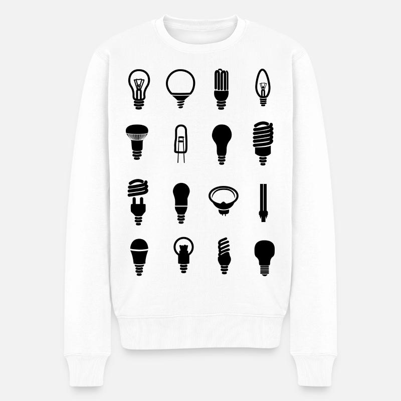 Glühbirne - Männer Premium Bio Pullover - Weiß