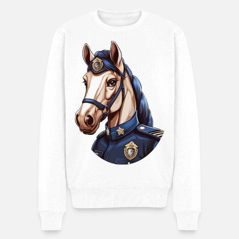 Polizei Pferd - Männer Premium Bio Pullover - Weiß