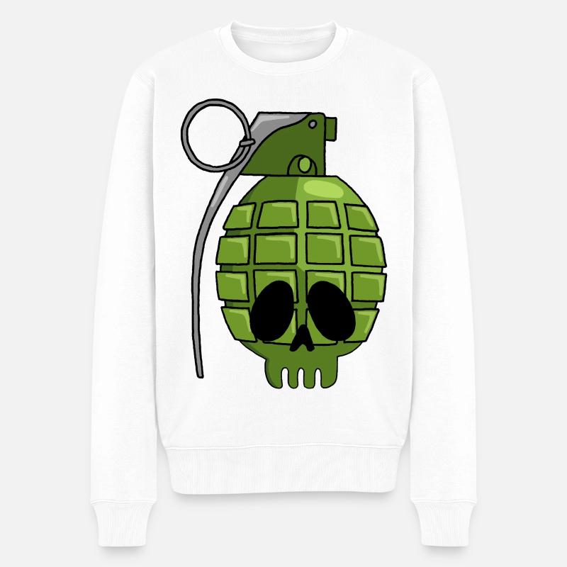 Tête de mort grenade - Pull Premium bio Homme - blanc