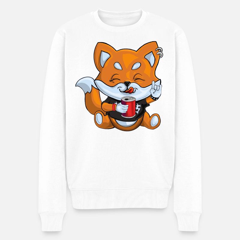 Metal Fuchs - Männer Premium Bio Pullover - Weiß