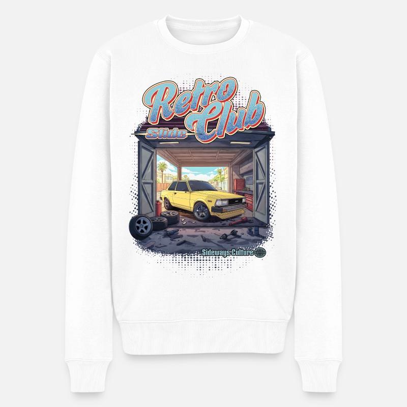 Retro Slide Club - Männer Premium Bio Pullover - Weiß