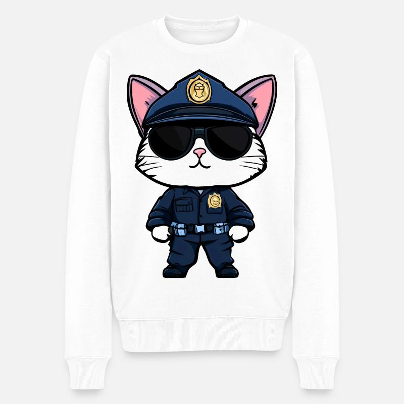 Polizei Katze - Männer Premium Bio Pullover - Weiß
