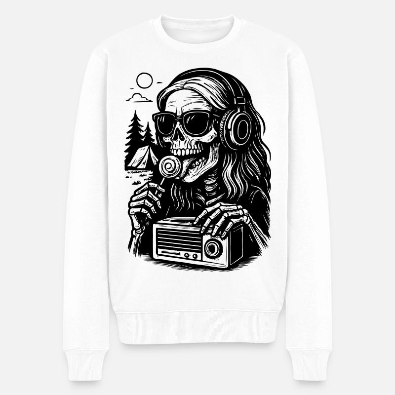 Outdoor Retro Klangnacht - Männer Premium Bio Pullover - Weiß