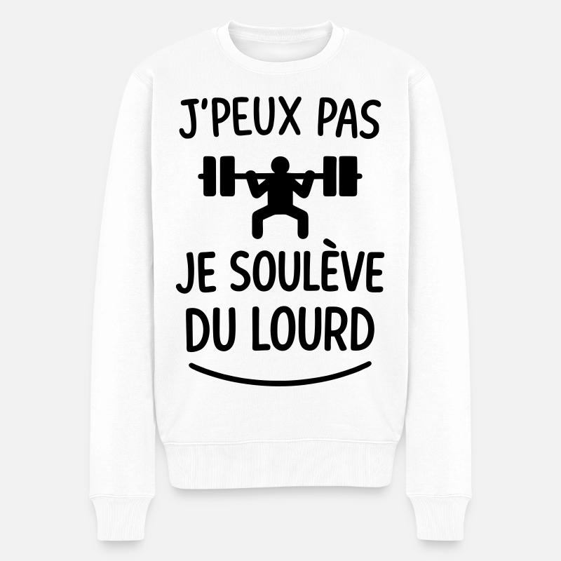 Jpeux_pas-_je_soulve_du_lourd - Männer Premium Bio Pullover - Weiß